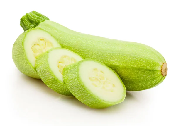 Nakrájené Zelené Zeleninové Cukety Izolované Bílém Pozadí Stock Obrázky