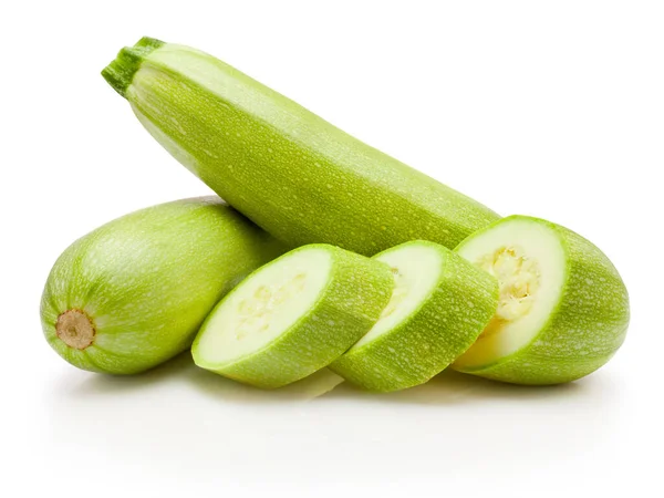Sliced Green Vegetable Zucchini Isolated White Background — Stock Photo, Image
