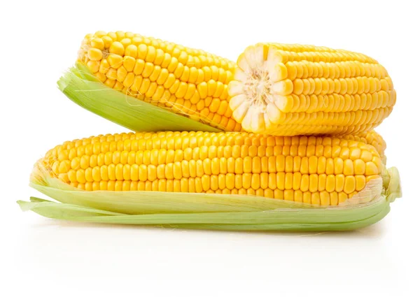 Broken Corn Cobs Kernels Peeled Isolated White Background — Stock Photo, Image