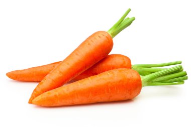 Three carrot vegetables isolated on a white background clipart