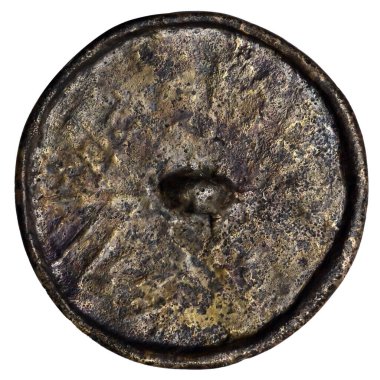 Beyaz arka planda Demir Çağı 'nın antik İskitli bronz aynası..