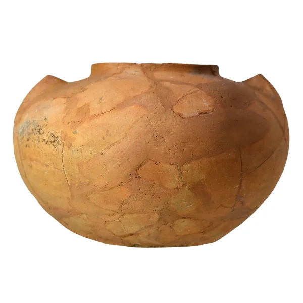 Ancient Orange Clay Jug Handles White Background — Stock Photo, Image