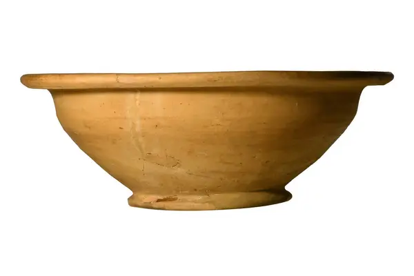 白色背景的古希腊橙色黏土碗 图库图片