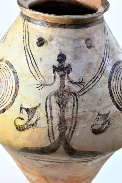 Eski Bir Kil Vazo Trypillia Kültüründe Antik Bir Insanın Görüntüsü — Stok fotoğraf