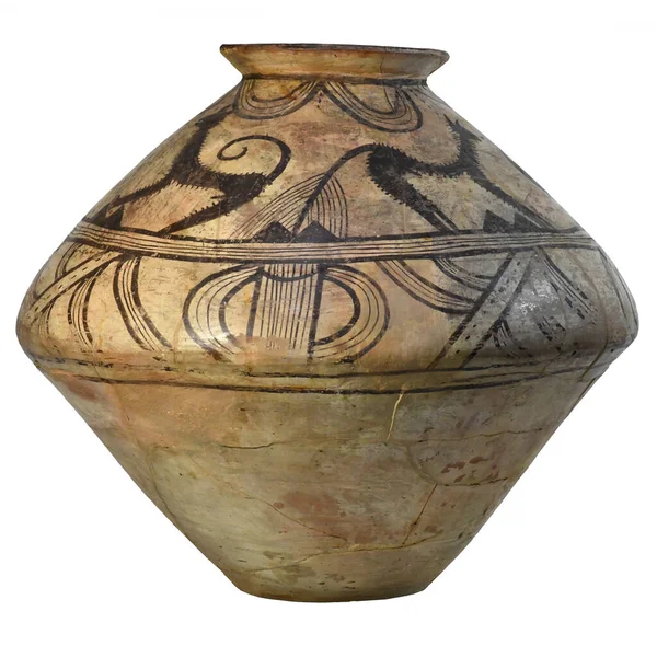 古代の土器の花瓶 パターンとオリジナルの動物像 トリビリリア文化 ロイヤリティフリーのストック写真
