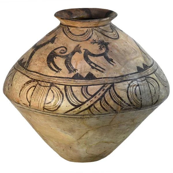 Depiction Ass Biting Ancient Clay Vase Trypillia Culture Stockbild