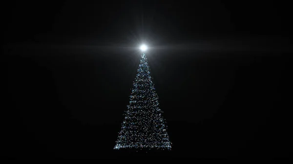 新年快乐 圣诞快乐佳节贺卡 用灿烂的星光照亮圣诞树 — 图库照片