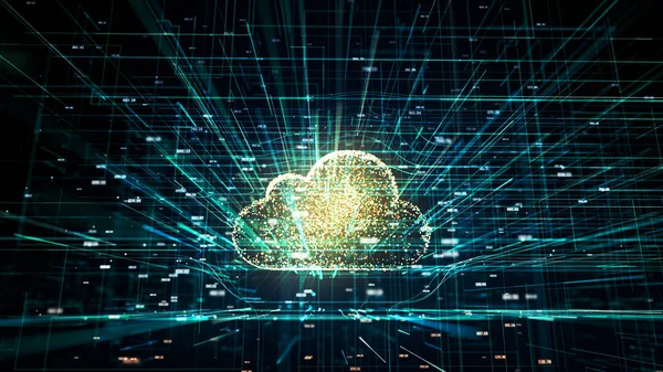 Ілюстрація Символ Хмарних Технологій Сучасному Цифровому Світі Випадковими Геш Кодами — стокове фото