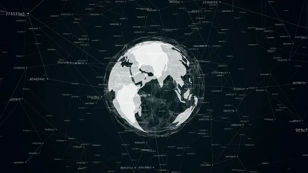 Aardebol Nacht Omringd Door Digitaal Geluid Futuristische Technologie Illustratie Van Stockafbeelding