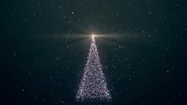 Parlayan ışık ve düşen karlı Noel ağacı, 4K tatil canlı duvar kağıdı