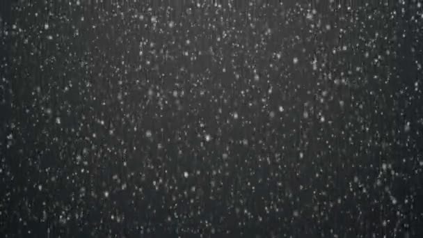 メリークリスマスの挨拶アニメーションカード 灰色の背景に厚い雪が降る — ストック動画
