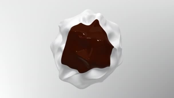Fehér Gömb Alakú Csokoládé Színű Folttal Zajtorzító Hatással — Stock videók