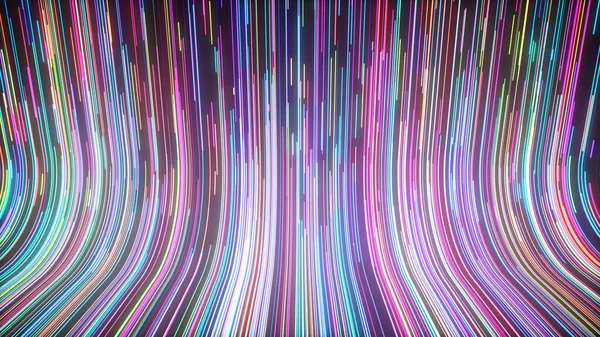 Illustratie Van Abstracte Kleurrijke Achtergrond Met Gloeiende Lijnen Futuristische Behang Stockfoto