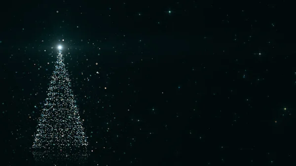 Gelukkig Nieuwjaar Vrolijk Kerstfeest Wenskaart Gloeiende Kerstboom Van Bijzonderheden Met Rechtenvrije Stockfoto's