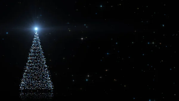 Godt Nyttår God Jul Julekort Glødende Juletre Mot Skinnende Stjerne – stockfoto
