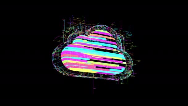 Cloud Object Κινούμενη Επιφάνεια Ολογραφικά Χρώματα Και Γεωμετρικό Θόρυβο — Αρχείο Βίντεο