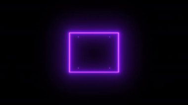 Kamerada hareket eden neon kare şekilli soyut arkaplan ve tünel etkisi. Kusursuz döngü 4k neon animasyonu