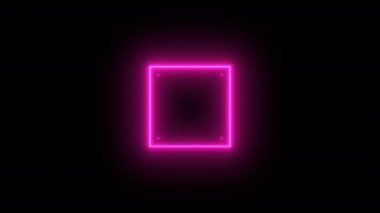 kırmızı kare parlayan neon tünel, kusursuz döngü animasyonu