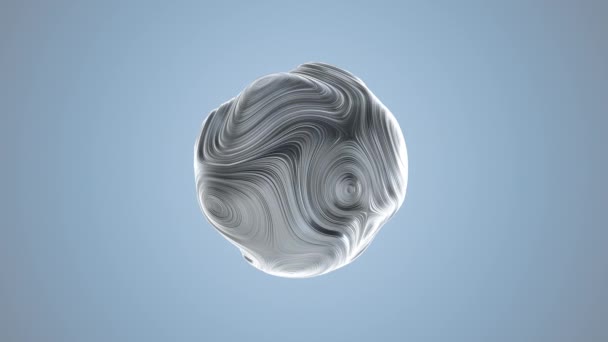 具有卷曲位移面 4K抽象动画背景的轻银球三维渲染 — 图库视频影像