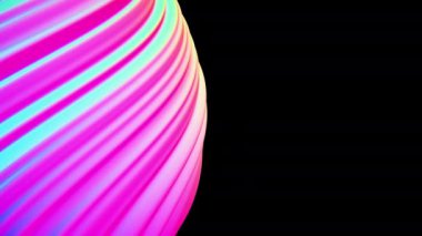 Siyah zemin üzerinde yer değiştiren büyük bir holografik nesnenin 3 boyutlu canlandırması, 4K soyut animasyon