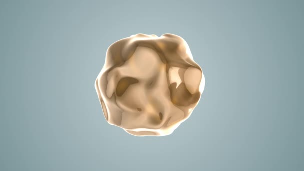 具有位移面的金球体3D动画 4K抽象动画背景 — 图库视频影像