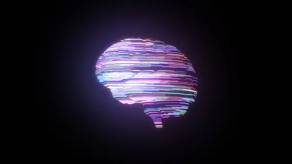 Meta Brain Απεικόνιση Του Ανθρώπινου Εγκεφάλου Λάμψη Πολύχρωμη Επιφάνεια Cgi Εικόνα Αρχείου