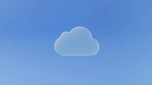 Cgi技术的数字壁纸3D演示了蓝色背景下透明云的形状 如云服务的符号 免版税图库照片