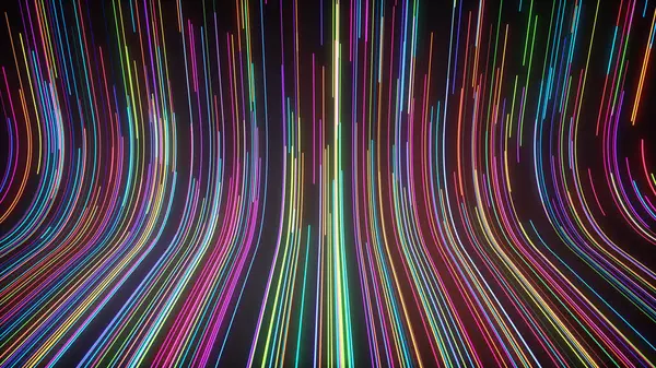用上升的彩色发光霓虹灯线条 抽象墙纸说明抽象背景 图库照片