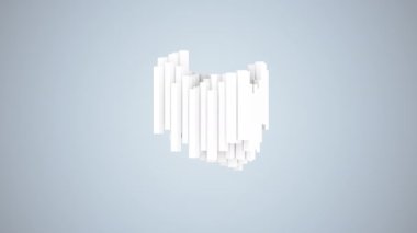 Beyaz blokların sallanışının 3 boyutlu animasyonu. Rampa grisi arka plan. 4K soyut canlandırma şablonu
