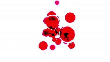 Soyut hacimli nesnelerin 3 boyutlu animasyonu. Kırmızı maddenin beyaz arka planının soyut sıvı formları. 4k dikişsiz döngü canlandırma şablonu