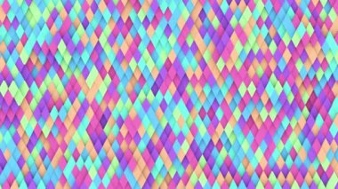 Renkli elmas şekilli eşkenar dörtgen boruların 3 boyutlu animasyonu rastgele dalgalanma, 4K soyut animasyon arka plan