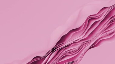 Yavaş türbülans etkisine sahip güzel pembe yüzeylerin 3 boyutlu soyut animasyonu, 4k animasyon şablonu