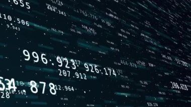Değişken çizelgeler ve numaralarla soyut giriş animasyonu. Finansal rakamlar ve dinamik diyagramlar.