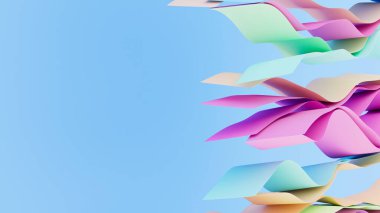 Türbülans etkisi, soyut şablon ve duvar kağıdı ile güzel renkli yumuşak yüzeylerin üç boyutlu çizimi