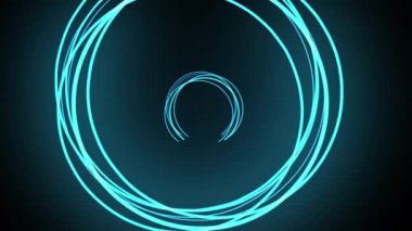 Kameraya doğru hareket eden ve tünel efekti yaratan parlak dairelerin kusursuz animasyonu, 4K döngü animasyon arka plan
