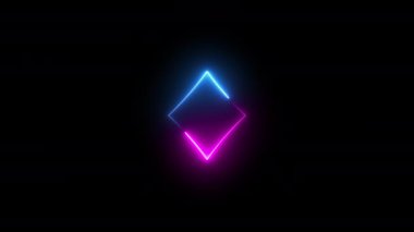 Neon elmas takım elbise ya da iskambil kağıdı sembolü, 4k kumar animasyonu