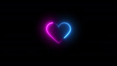 Neon Kalp Takımı ya da iskambil kağıdı sembolü, 4k kumar animasyonu