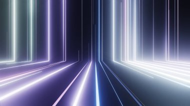 Yükselen renkli neon parlak çizgilerin çizimi, soyut güzel duvar kağıdı