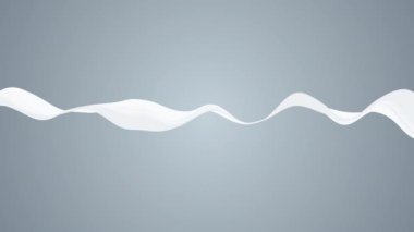 Ses kaydının 3 boyutlu beyaz görselleştirilmesi. 4K dalgalı soyut canlandırma