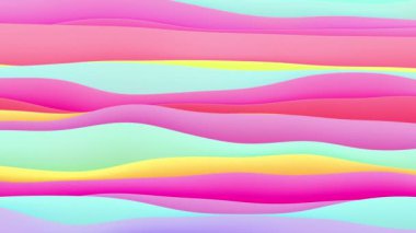 Dalgalı renkli katmanların 3 boyutlu animasyonu, 4K soyut animasyon arkaplan, canlı duvar kağıdı