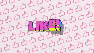 Gibi! - karikatür tarzı 3D metin kağıt üzerine gölge ile pembe arkaplan ve 3D hareket kabartma efektleri, 4K çizgi roman tarzı animasyon