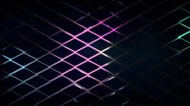 3 boyutlu canlandırma romb şekilli neon arka ışıklandırmalı fütüristik arkaplan, rasgele nesnelerin yer değiştirdiği minimum elmas şebeke şablonları, 4K canlı duvar kağıdı