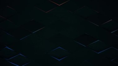 3 boyutlu canlandırma romb şekilli neon arka ışıklandırmalı fütüristik arkaplan, rasgele nesnelerin yer değiştirdiği minimum elmas şebeke şablonları, 4K canlı duvar kağıdı