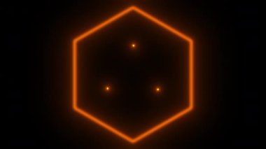 Tünel etkisiyle kamera üzerinde hareket eden neon altıgen şekilli soyut arkaplan. Kusursuz döngü 4K neon animasyonu