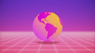 Dünya 'nın sonsuz uzayı, dinamik kablosu ve dönüş küresi, 4K klasik stilde kusursuz bilim-kurgu animasyonu olan meta-evrenin 3 boyutlu fütüristik görselleştirilmesi