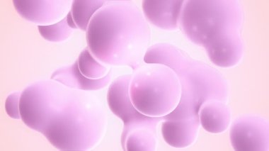 Yüzen pembe sıvı damlaları. Soyut dalgalı arka plan modern tarz. 3D dijitalleştirilmiş kusursuz döngü animasyonu. 4K Hareket grafik tasarımı.