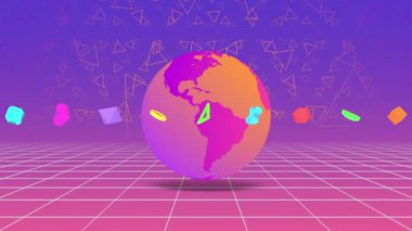 Sonsuz uzayı, dinamik kabloyu, 3 boyutlu uygulama şekillerini ve Dünya 'nın dönüşümlü küresinin 3 boyutlu fütüristik görselleştirilmesi, 4K klasik tarzda kusursuz bilim kurgu animasyonu