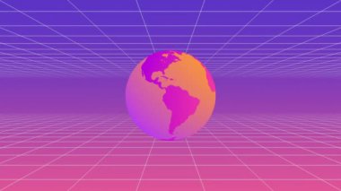 Sonsuz uzayı, dinamik kablo çerçevesi ve Dünya 'nın küresi, 4K kusursuz bilim-kurgu animasyonlu arka planı olan meta-evrenin 3 boyutlu fütüristik görselleştirilmesi