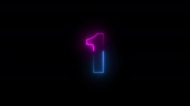 0 'dan 9' a kadar neon sayacının animasyonu, her iki tarafa doğru hızla ilerleyen mavi ve pembe ışınlar. parlayan çizgiler, 4K döngü canlandırmalı şablon