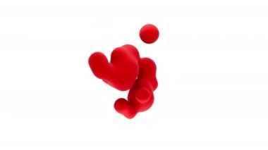 Etrafta yüzen damlacıkların bir döngü animasyonu. Soyut düz hacimli nesnenin 3 boyutlu canlandırması.